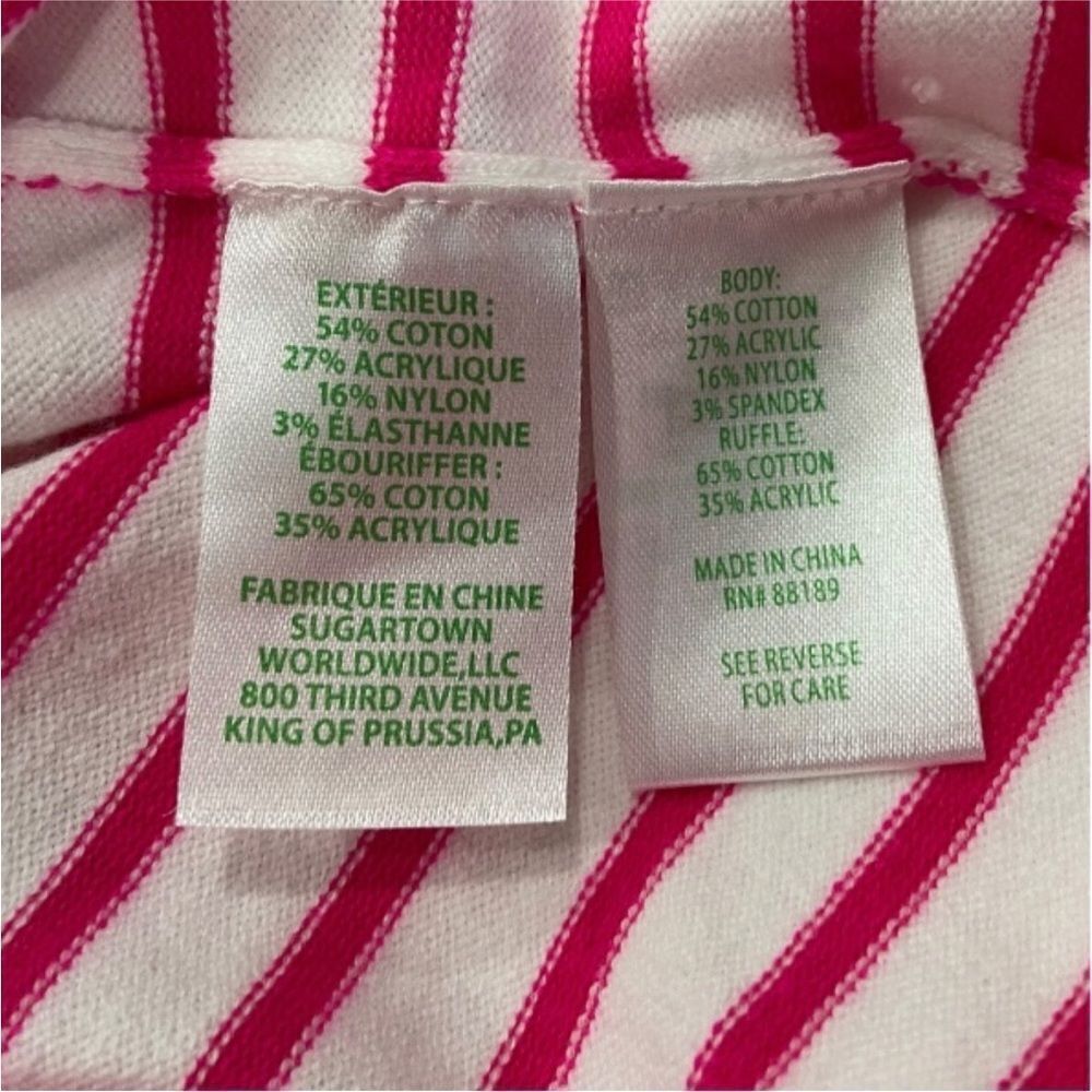 Lilly Pulitzer Ruth Ruffle Striped Sweater - Pink Tango Size M - Picture 9 of 9